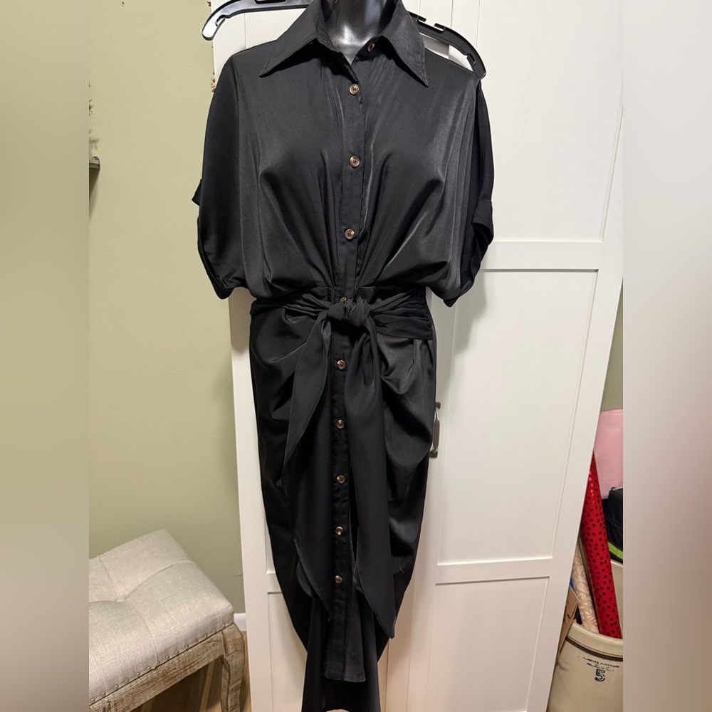 MARBLE Black Midi Dress